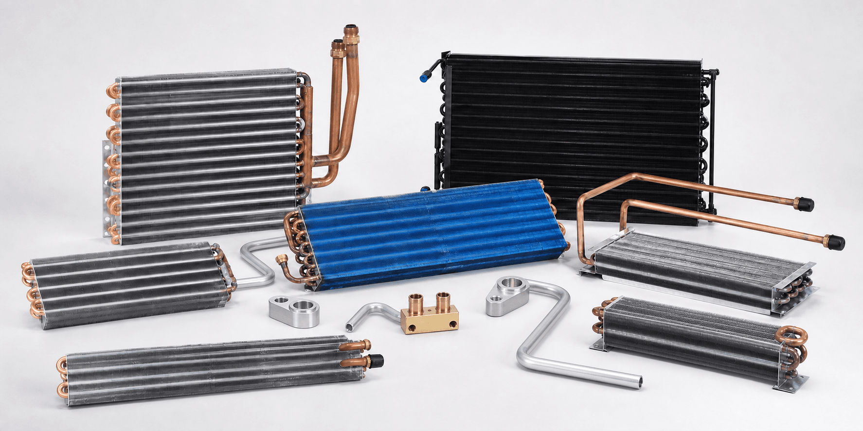 Manufactured coils with machined components and aluminum tube assemblies